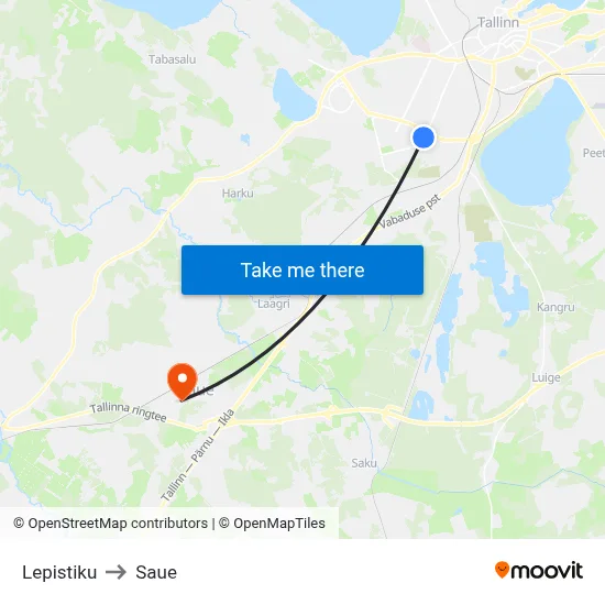 Lepistiku to Saue map