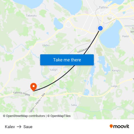 Kalev to Saue map