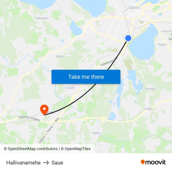 Hallivanamehe to Saue map