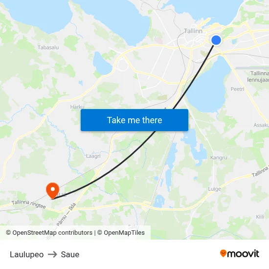 Laulupeo to Saue map