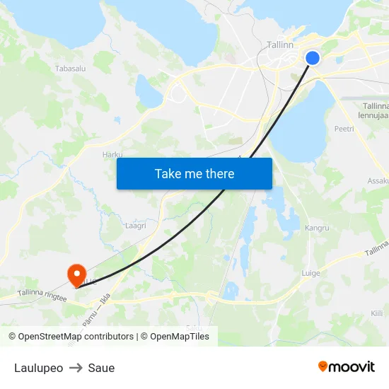 Laulupeo to Saue map
