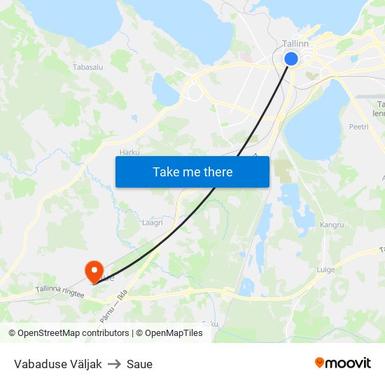 Vabaduse Väljak to Saue map