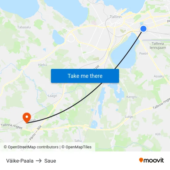 Väike-Paala to Saue map