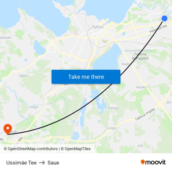 Ussimäe Tee to Saue map