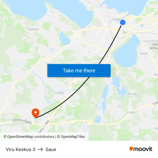 Viru Keskus 3 to Saue map
