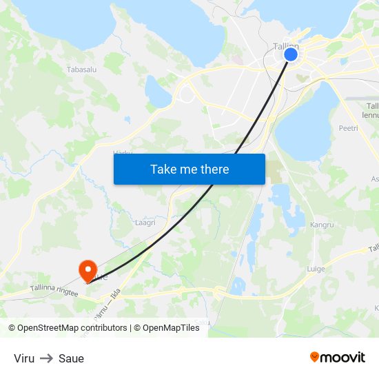 Viru to Saue map