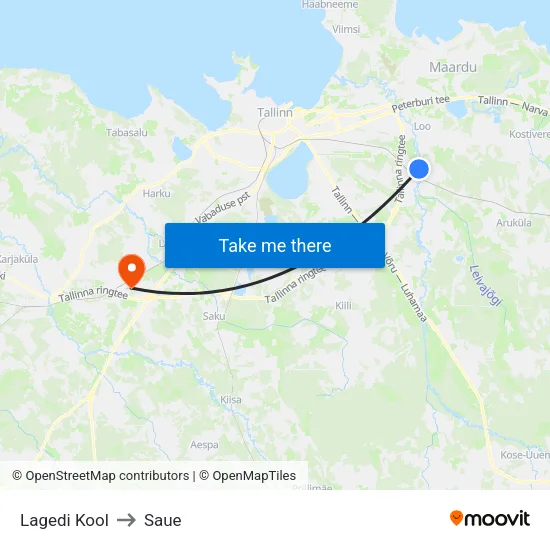 Lagedi Kool to Saue map