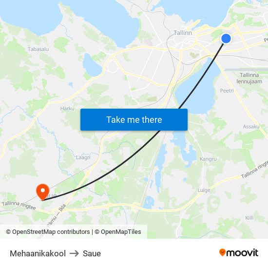 Mehaanikakool to Saue map