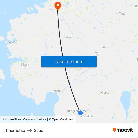 Tihemetsa to Saue map