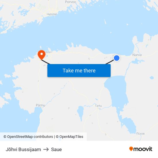 Jõhvi Bussijaam to Saue map