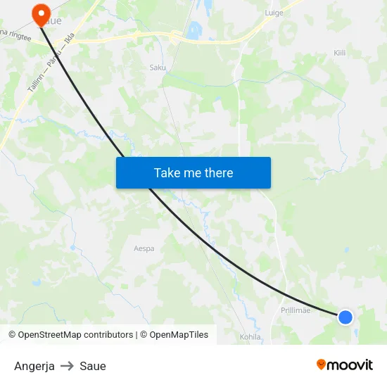 Angerja to Saue map
