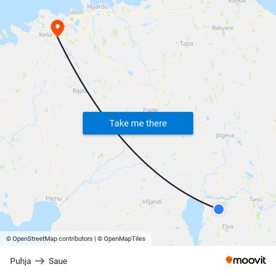 Puhja to Saue map