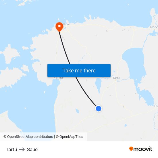 Tartu to Saue map