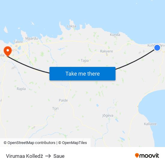 Virumaa Kolledž to Saue map