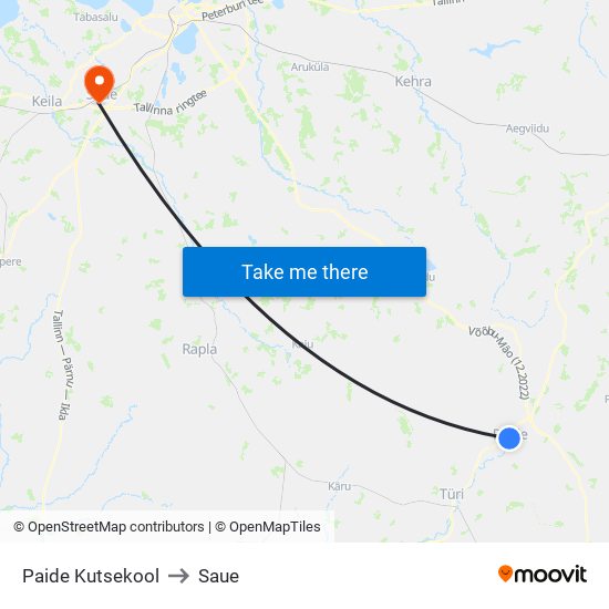 Paide Kutsekool to Saue map