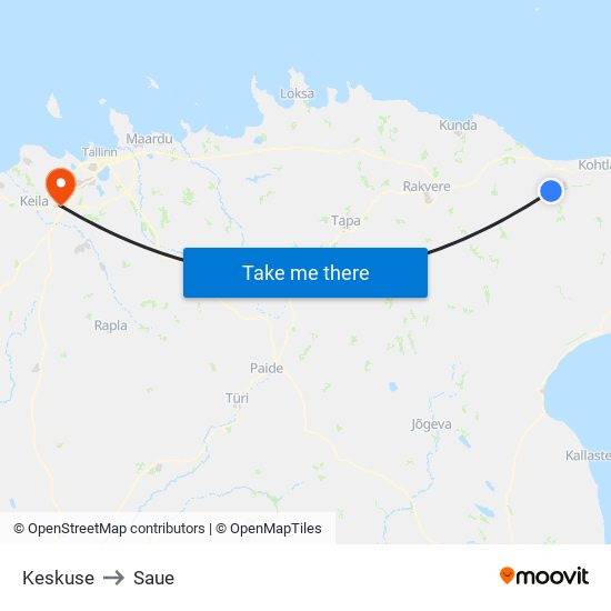 Keskuse to Saue map