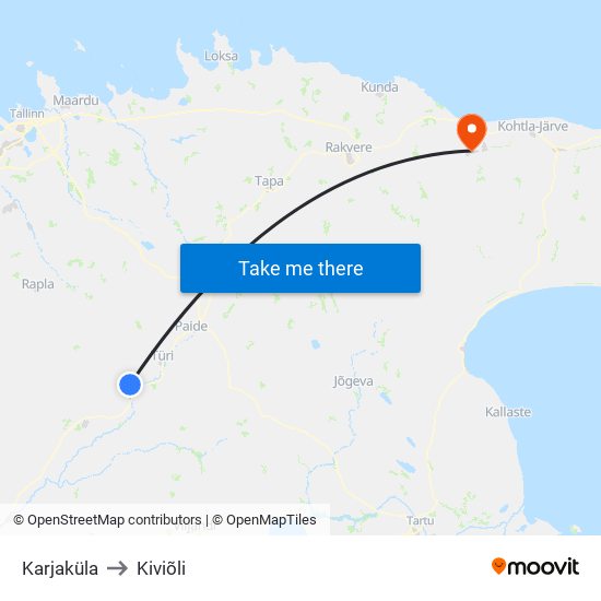 Karjaküla to Kiviõli map