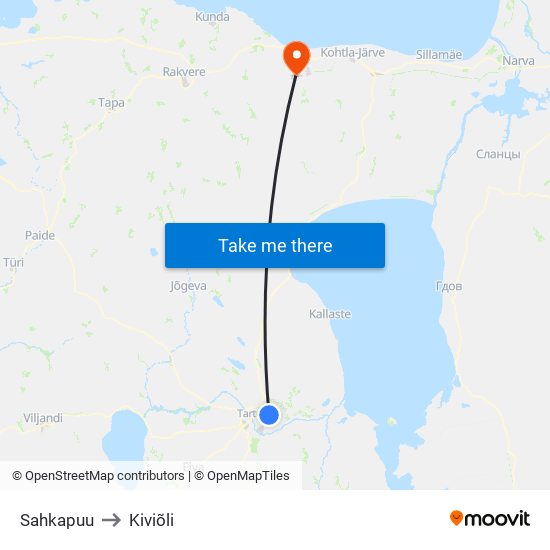 Sahkapuu to Kiviõli map