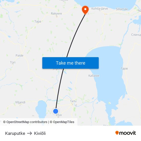 Karuputke to Kiviõli map