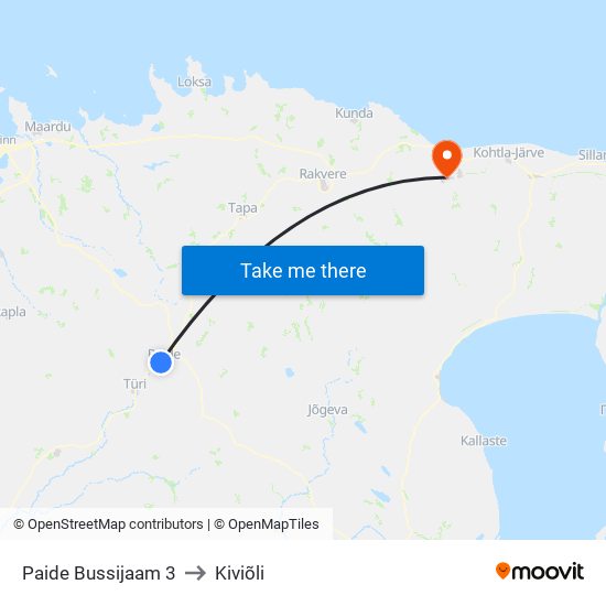 Paide Bussijaam 3 to Kiviõli map