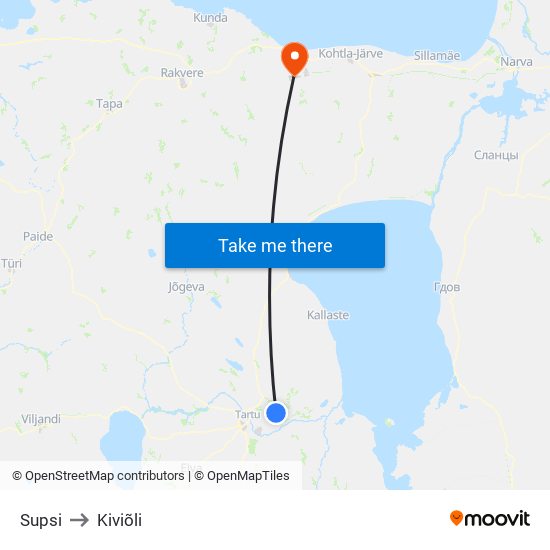 Supsi to Kiviõli map