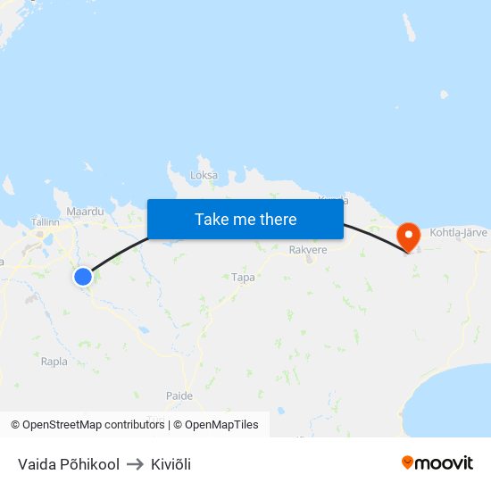 Vaida Põhikool to Kiviõli map