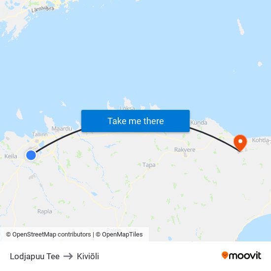 Lodjapuu Tee to Kiviõli map