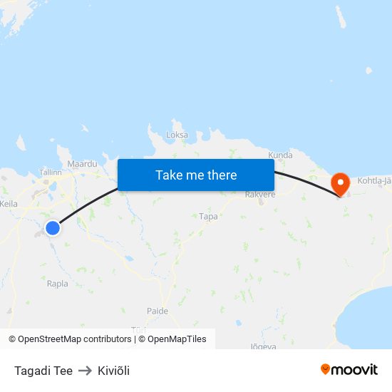 Tagadi Tee to Kiviõli map