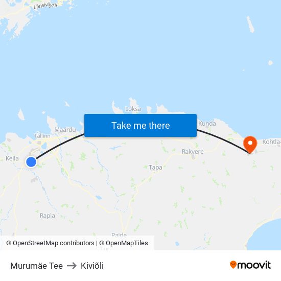 Murumäe Tee to Kiviõli map