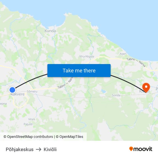 Põhjakeskus to Kiviõli map