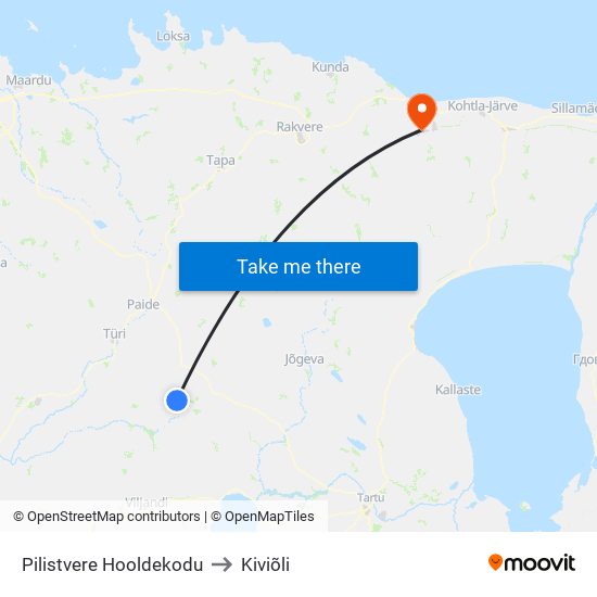 Pilistvere Hooldekodu to Kiviõli map