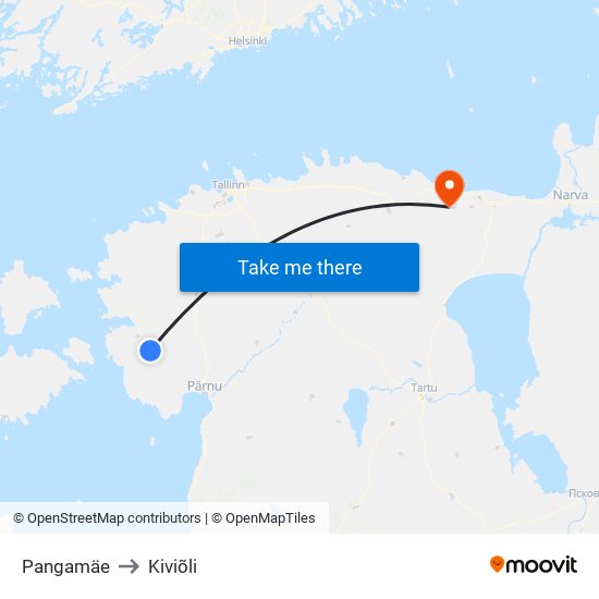 Pangamäe to Kiviõli map