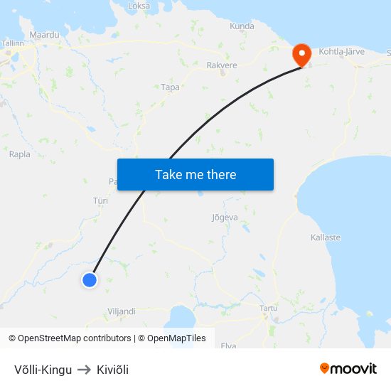 Võlli-Kingu to Kiviõli map