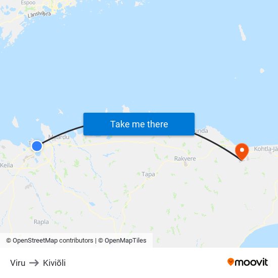 Viru to Kiviõli map