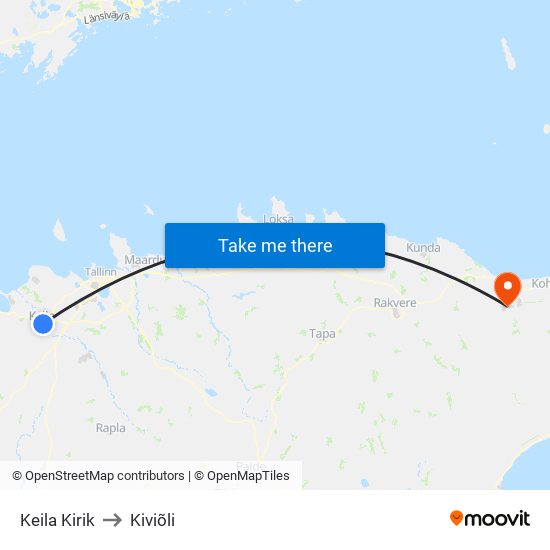 Keila Kirik to Kiviõli map