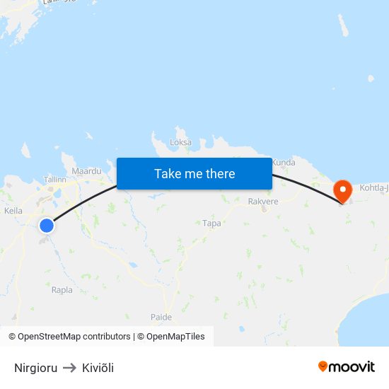 Nirgioru to Kiviõli map