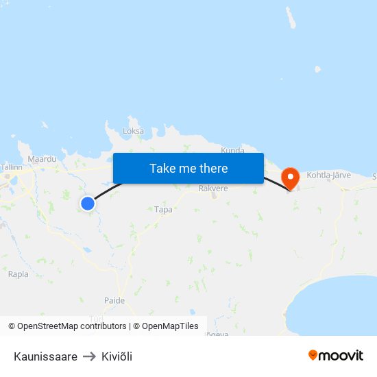 Kaunissaare to Kiviõli map