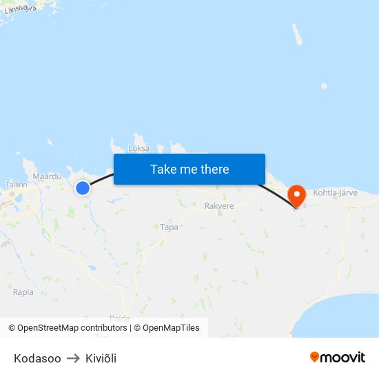 Kodasoo to Kiviõli map