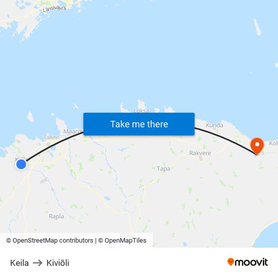 Keila to Kiviõli map