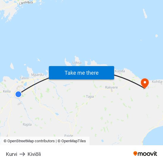 Kurvi to Kiviõli map