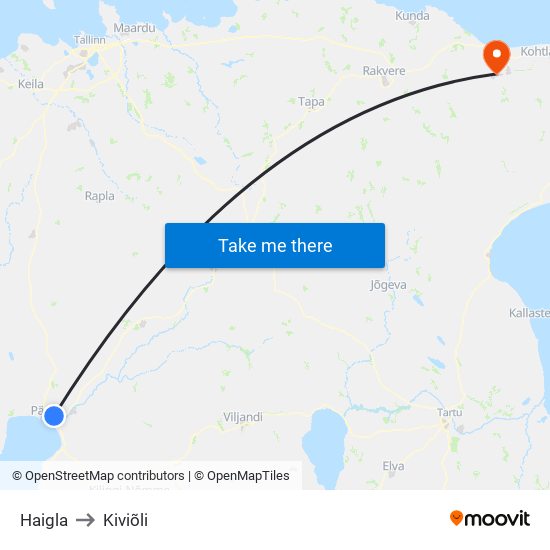 Haigla to Kiviõli map