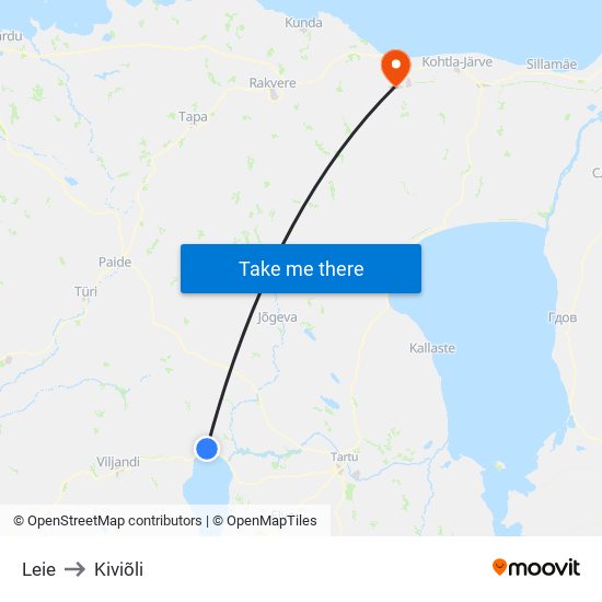 Leie to Kiviõli map