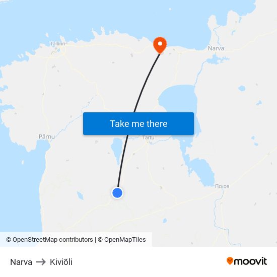 Narva to Kiviõli map