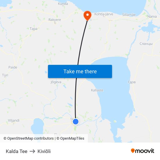 Kalda Tee to Kiviõli map