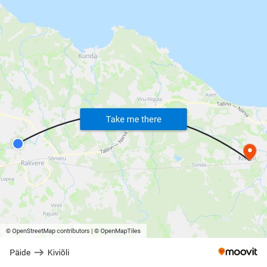 Päide to Kiviõli map