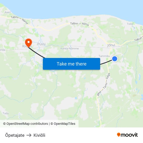 Õpetajate to Kiviõli map