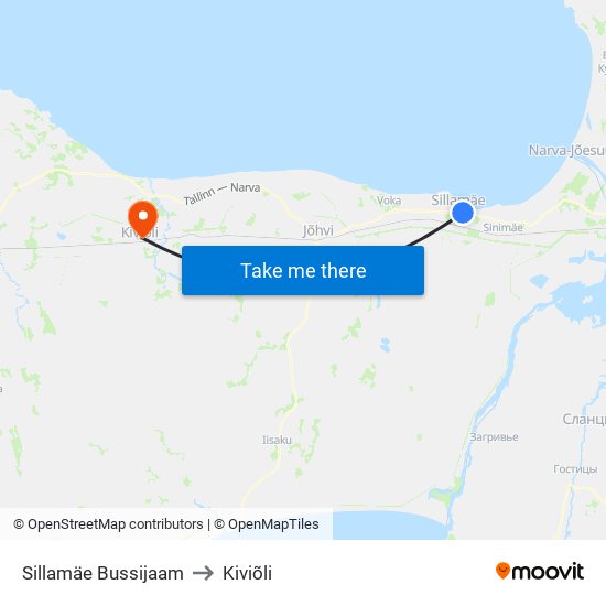 Sillamäe Bussijaam to Kiviõli map