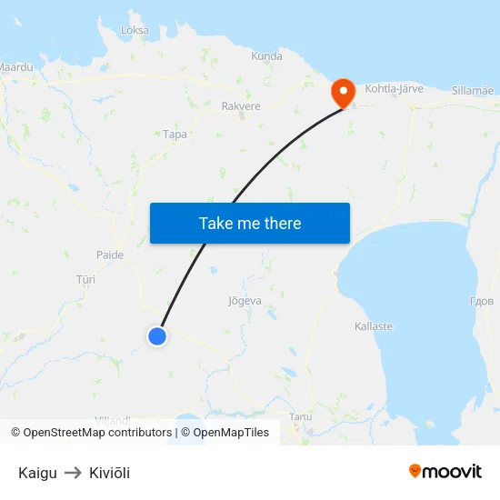 Kaigu to Kiviõli map