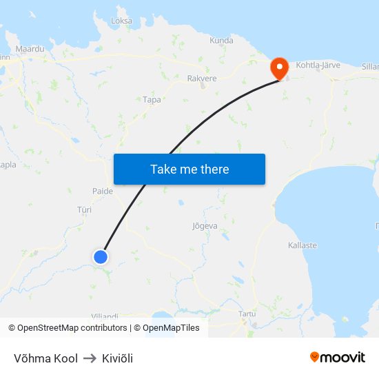 Võhma Kool to Kiviõli map