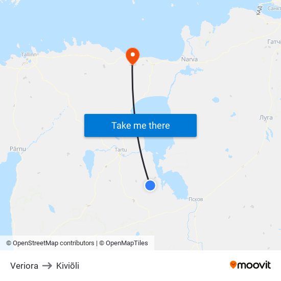 Veriora to Kiviõli map